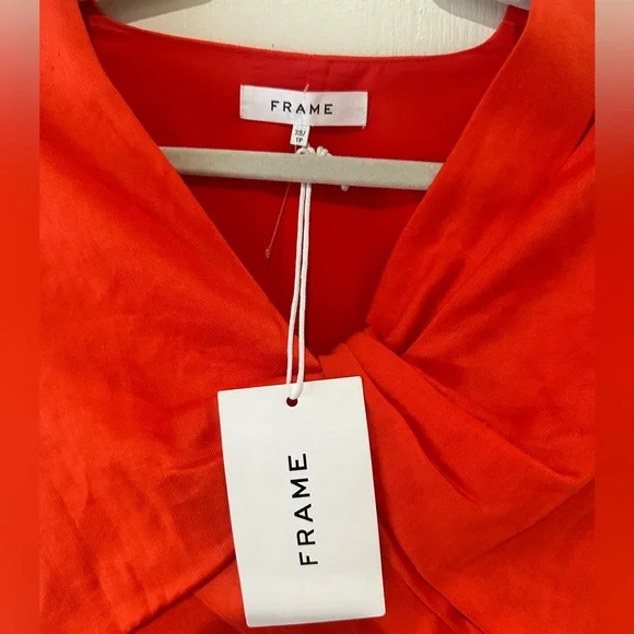 Frame Twist Front Sleeveless Dress Red Orange X Small - Picture 9 of 10